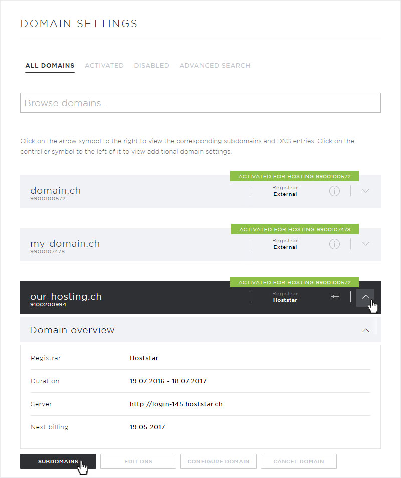 Support Add Subdomain Hoststar