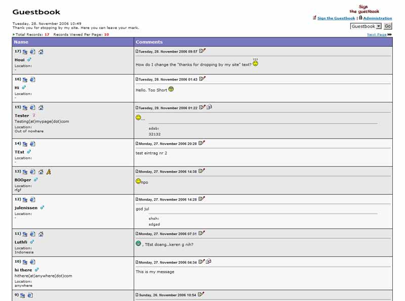 guestbook: Beispielseite