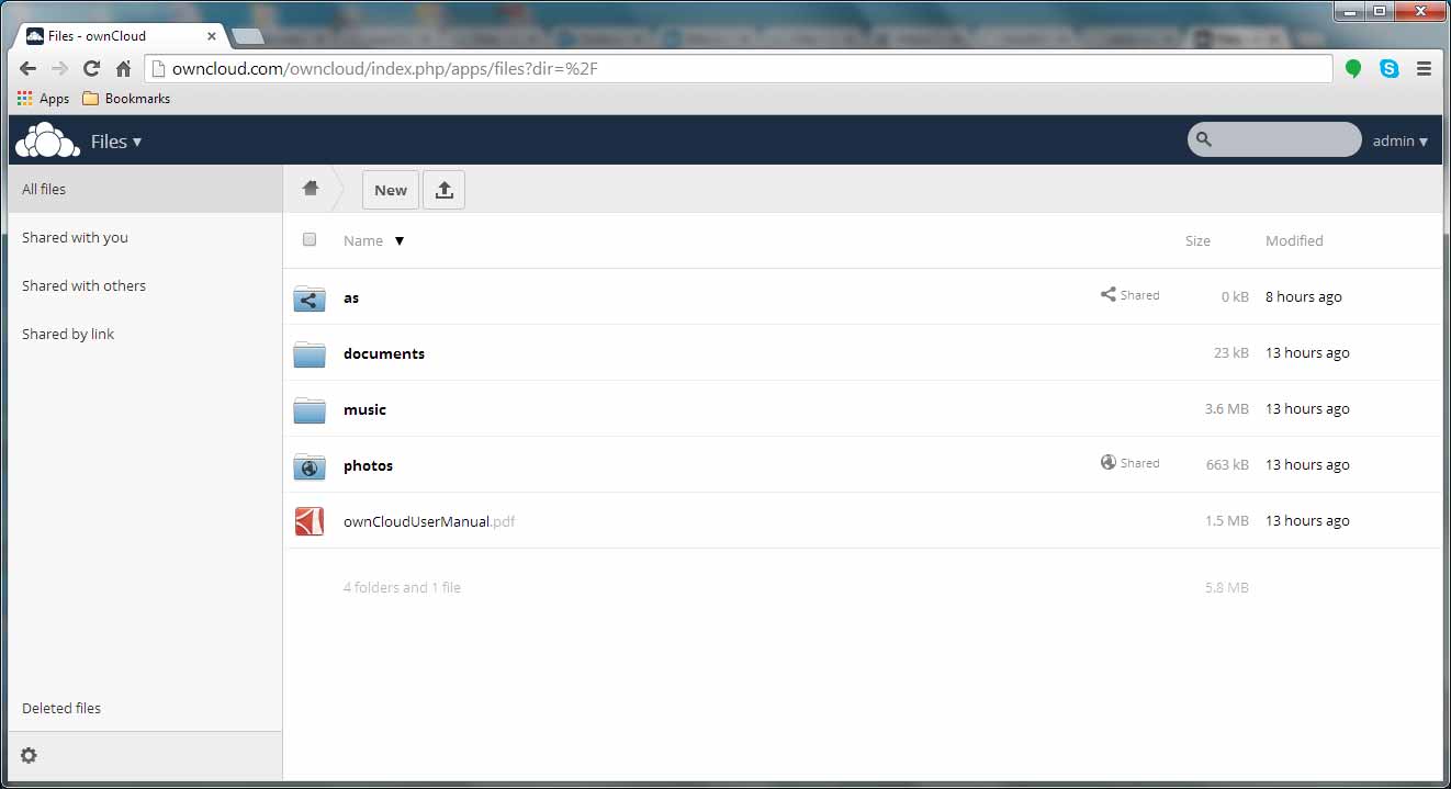 ownCloud: Dateimanager