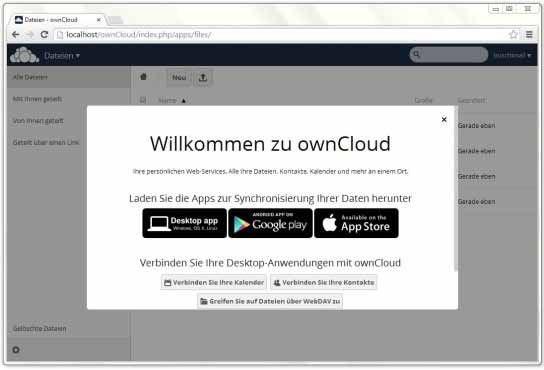 ownCloud: Downloadlinks zu den Apps