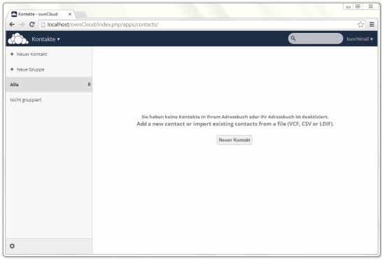 ownCloud: Kontakte