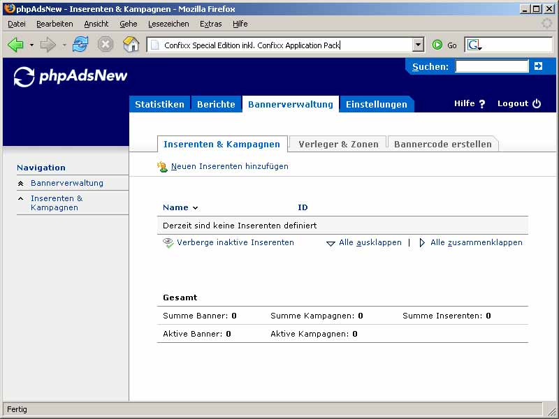 phpAdsNew: Bannerverwaltung