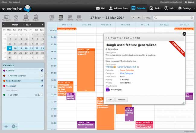 Roundcube: Kalender