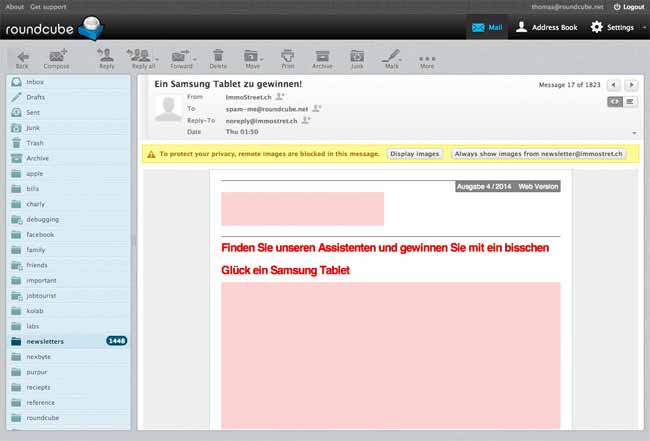 Roundcube: E-Mail-Ansicht