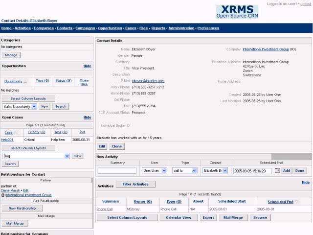 XRMS: Kontaktdetails