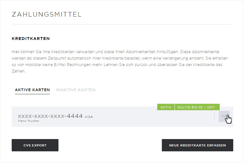 Support Kreditkarten Daten Hinterlegen Und Verwalten Hoststar