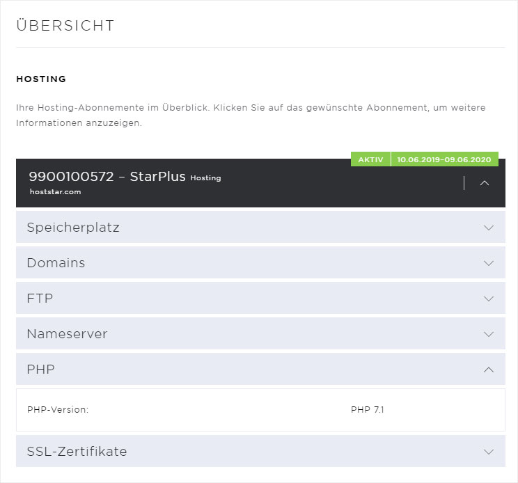 Support: PHP-Version unter Hosting prüfen | Hoststar