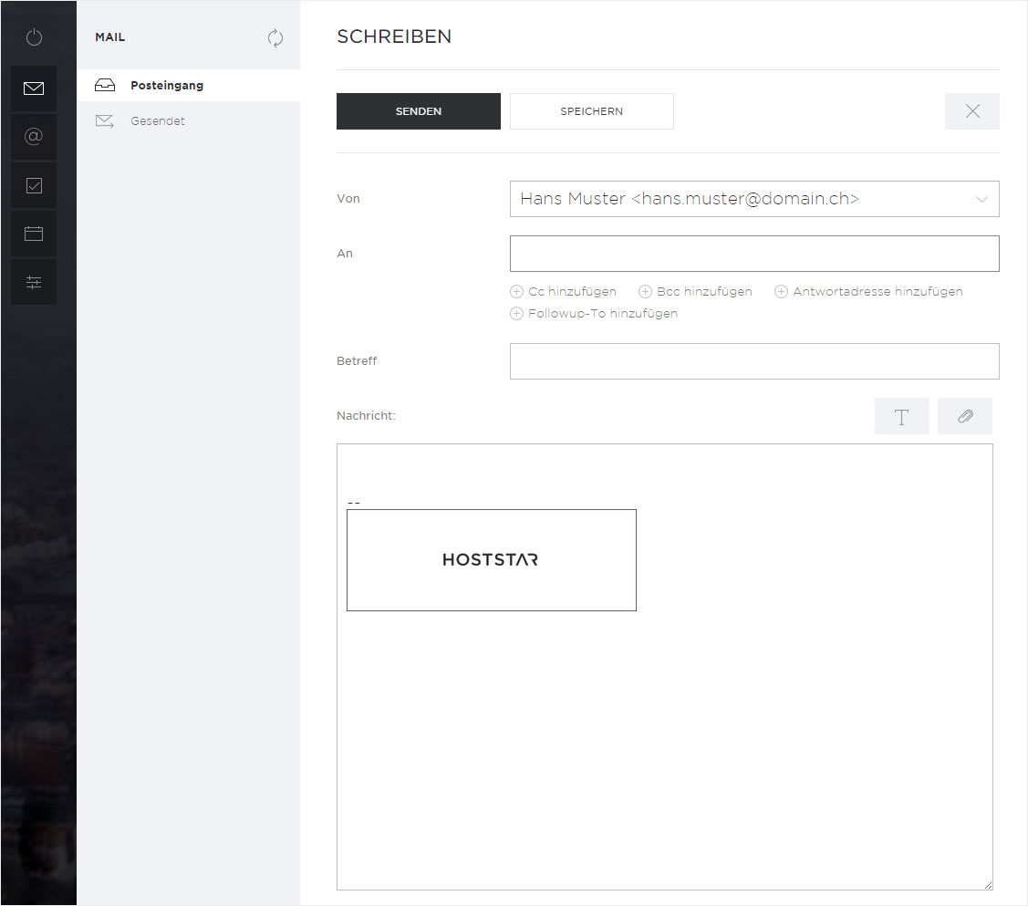 Support: Mail - Email configuration - Adding a signature image | ✩ Hoststar