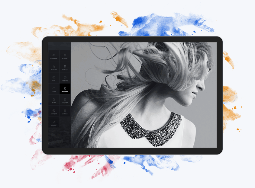 Einfachstes Webdesign mit dem Designer von Hoststar Tablet Screenshot für Designer